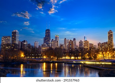 Chicago Skyline At Twilight, IL, United States