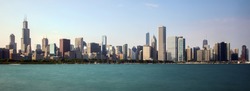 Downtown Chicago Skyline At Sunset Containing Chicago, Skyline, And 