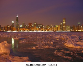 Chicago Skyline In Winter