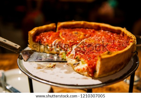 Chicago Style Deep Dish Cheese Pizza with Tomato Sauce. Stock photo © 