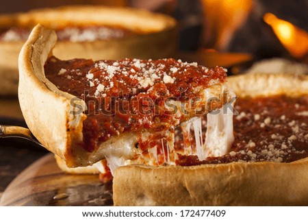 Chicago Style Deep Dish Cheese Pizza with Tomato Sauce Stock photo © 