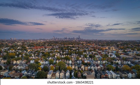 Chicago Suburbs, After Sunset, Overlooking Downtown