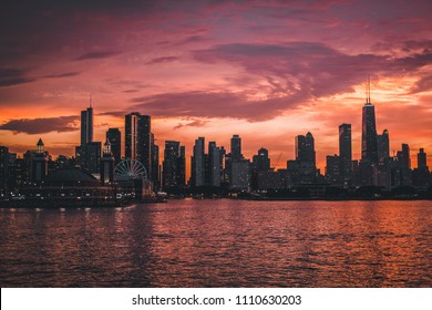 Chicago Sunset from Lake Michigan