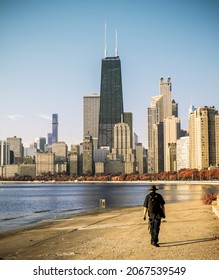 CHICAGO, UNITED STATES - Sep 03, 2020: The lone ranger in Chicago lake shore 