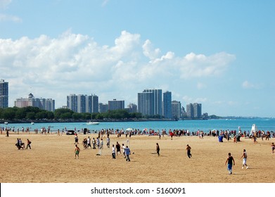 Chicago Uptown Beach In Summer Time