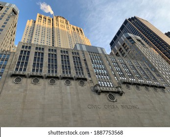 Chicago, US, Jan 01 2021: A Front View Of Civic Opera House In Chicago.