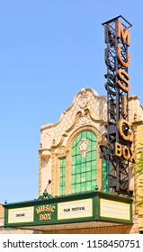 Chicago, USA - August 17, 2018: View Of The Famous Music Box Theater In Chicago.