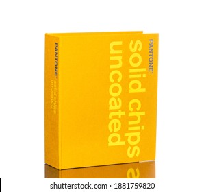 Chicago, USA - December 24, 2020: Pantone Color Chips Books For Graphic Designers. 