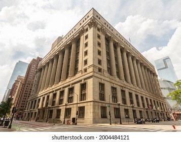 Chicago, USA - July 8, 2021: View Of The City Hall Building In The City Of Chicago.