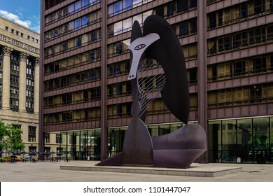 Chicago, USA - June 26 2016: The Picasso Statue Outside Of The Richard J Daley Center