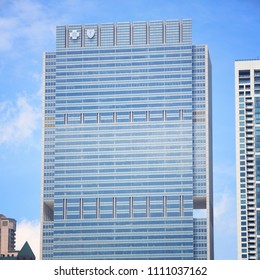 CHICAGO, USA - JUNE 27, 2013: Blue Cross Blue Shield Tower In Chicago. It Is 243m Tall And As Of 2014 Is The 17th Tallest Building In Chicago.