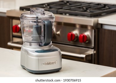 Chicago, USA - March 6, 2021: A Cuisinart Elemental 4.5 Cups Food Processor.