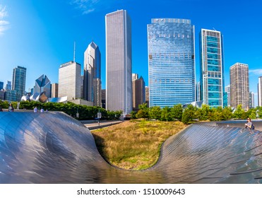 Chicago, USA - September 18, 2019 : BP Pedestrian Bridge View In Chicago City