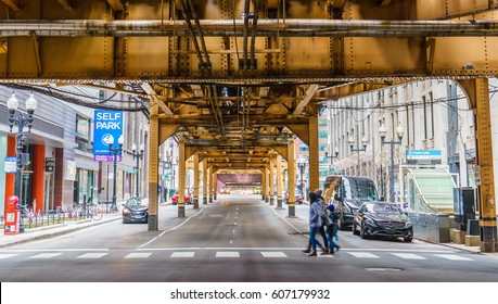 Chicago : View Of Train Supporter At Clark/Lake Cta Blue Line Subway Station : Chicago March 5 2017