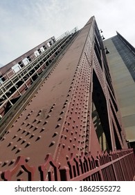 Chicago Wells Street Bridge, Drawbridge Or Bascule Bridge Raised Vertical During The 2020 Race Riots