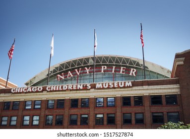 CHICAGO,IL/USA - 8-08-2017: Chicago Childrens Museum On Navy Pier Along Lake Michigan