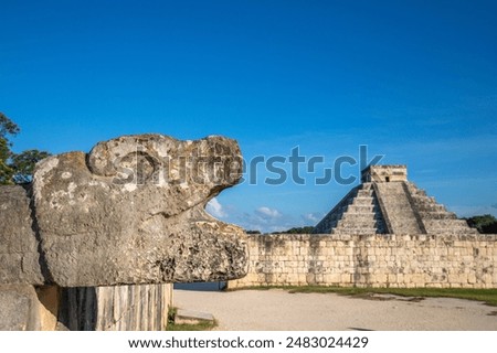 Chichen Itza archaeological site, Kukulkan Pyramid, one of the new 7 wonders in Yucatan, Mexico