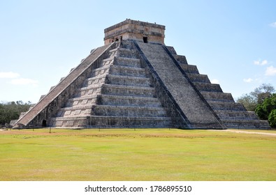 Chichen Itza Mayan Pyramid Close Up Without People