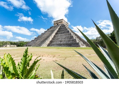 Chichen Itza Mayan Pyramid in Mexico. Archaeological site and one of the seven wonders most viewed by tourists in the world.