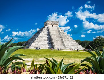 Chichen Itza, one of the most visited archaeological sites in Mexico. About 1.2 million tourists visit the ruins every year. - Shutterstock ID 356871482