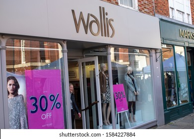 Chichester, West Sussex, UK December 07, 2019, Wallis Ladies Fashion Shop In The High Street In Chichester.