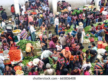 CHICHICASTENANGO, GUATEMALA-MAY 14, 2007: The bustling produce market in Chichicastenango draws buyers and sellers within the local area each Thursday and Sunday-the largest market in Central America.
