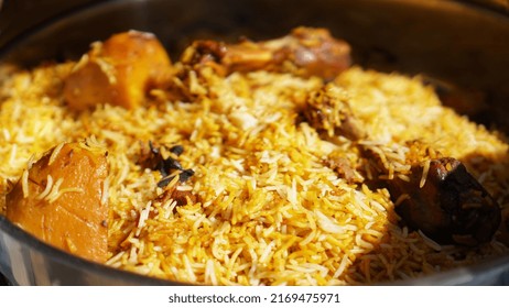 Chicken Aloo Biryani Spicy Street Food Outdoor