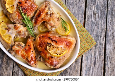 Chicken Baked With Lemon, Mustard And Rosemary