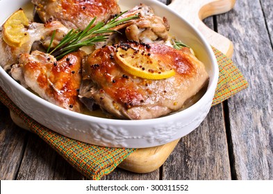 Chicken Baked With Lemon, Mustard And Rosemary