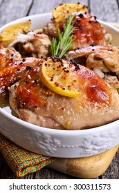 Chicken Baked With Lemon, Mustard And Rosemary