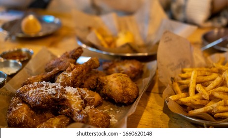 Chicken And Beer In Hongdae, Seoul, South Korea At Night.