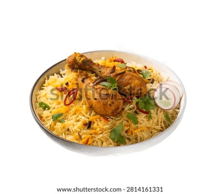 Chicken Biryani Authentic Chicken Biryani Wit Isolated On White Background