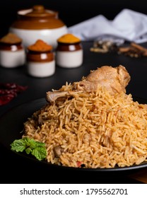 Chicken Biryani And Spices Setup