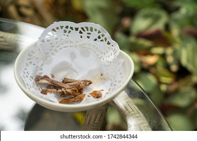 Chicken Bone Fragments In A Bowl