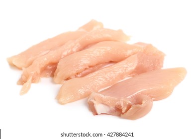 Chicken Breast Strips. Isolated On A White Background.