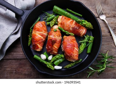 Chicken Breast Wrapped In Parma Ham With Green Asparagus