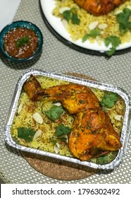 Chicken Briyani Rice Topped With Almond Slices