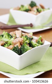 Chicken And Broccoli Stir Fry. Shallow Dof