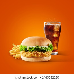 A Chicken Burger In The Color Limbo Background