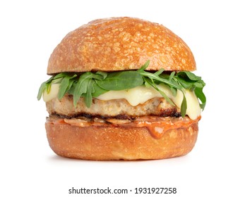 Chicken Burger Isolated On White Background