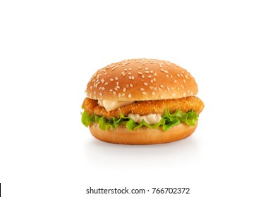 Chicken burger isolated on white background