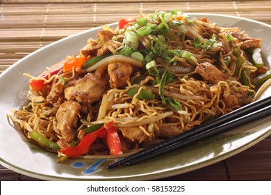 Chicken Chow Mein Meal. Part Of A Series Of Nine Asian Food Dishes.