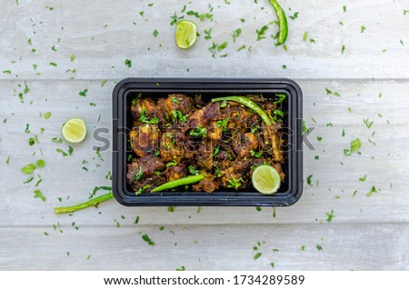 Chicken Chukka or Chicken Sukka  with lime, green chilly and coriander 