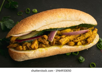 Chicken Curry Sandwich With Salad