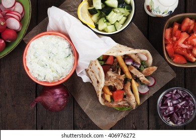 Chicken Doner Kebab, Turkish Street Food Similar To Greek Gyros