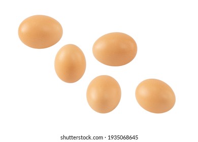 Chicken eggs flying in the air on a white background. Isolated image. Easter theme - Shutterstock ID 1935068645