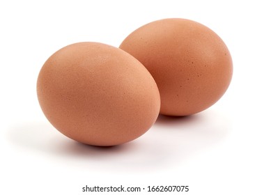 Chicken Eggs, Isolated On White Background.