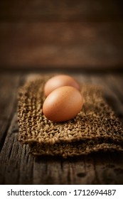 Chicken Eggs On The Table. Farm Products, Natural Eggs. 
