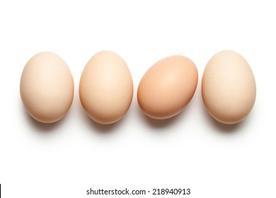 Chicken Eggs On White Background. Top View