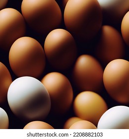 Chicken eggs seamless pattern. Fresh chicken raw eggs - repeatable, tileable background